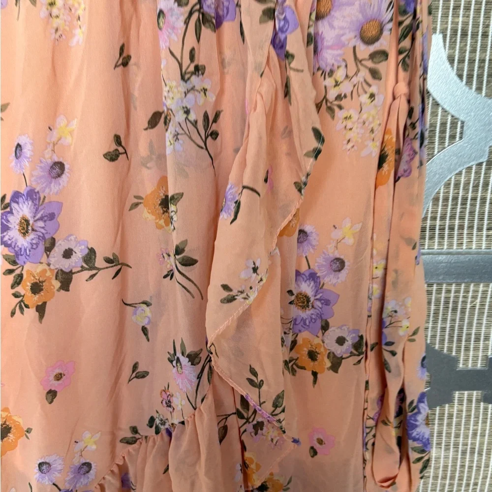 Rewind Peach and Purple Floral Maxi Dress